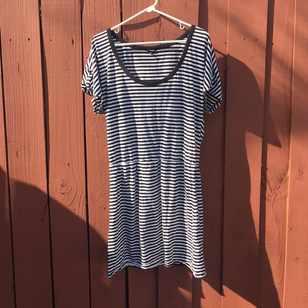 striped dress with scrunched waist